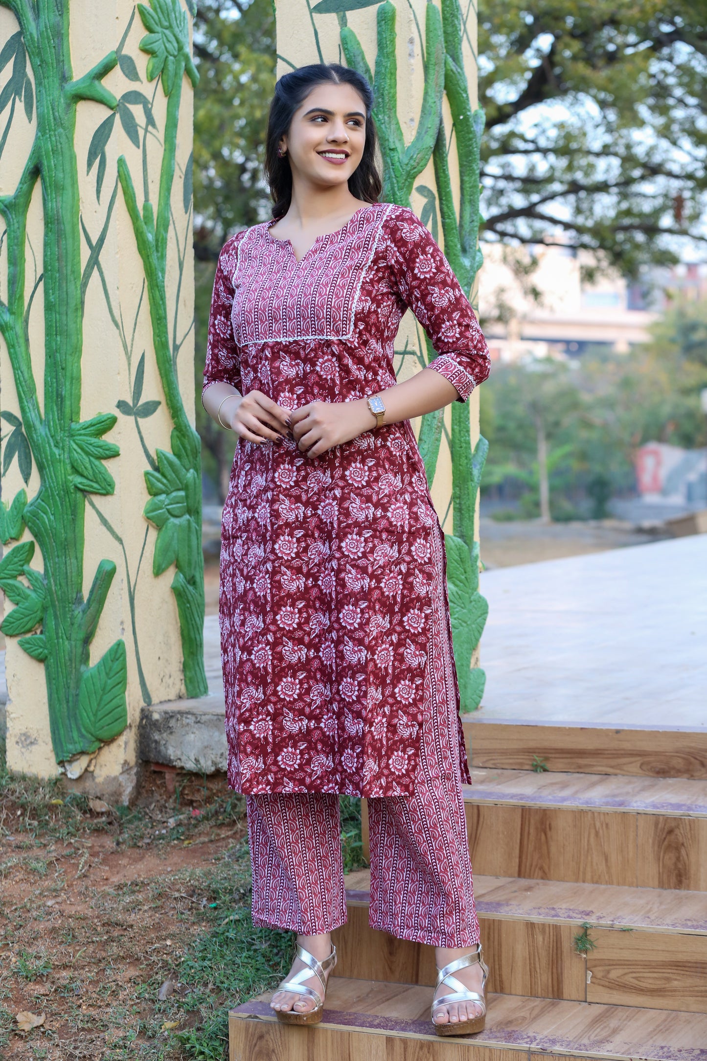 Maroon Meadow Grace Cord set
