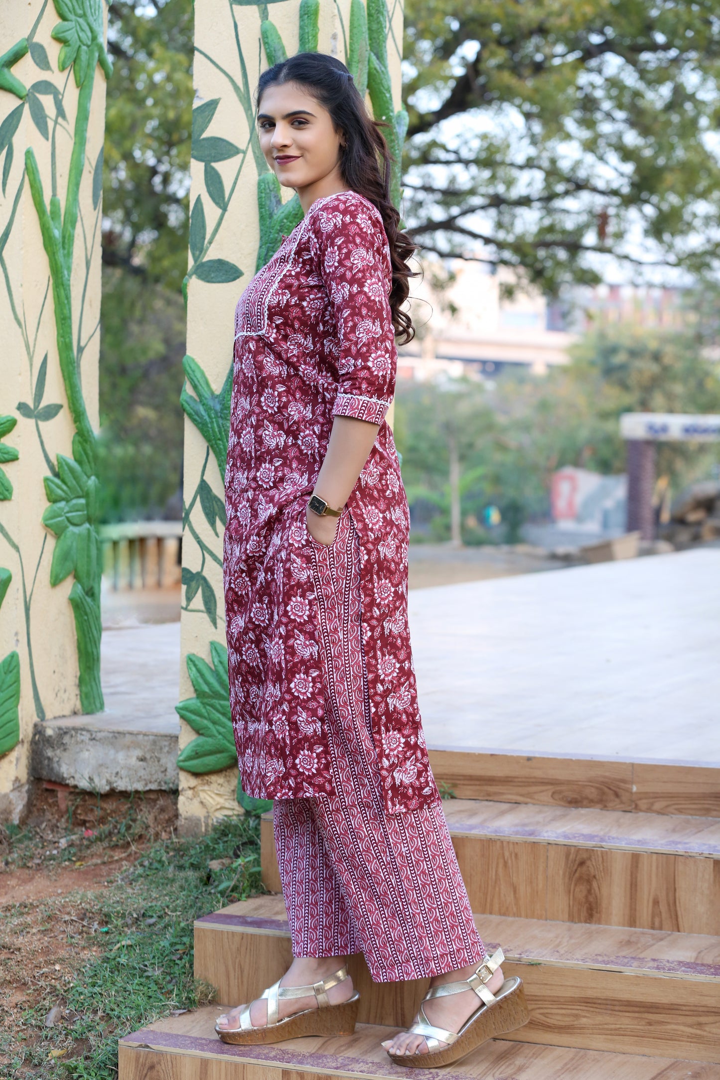 Maroon Meadow Grace Cord set