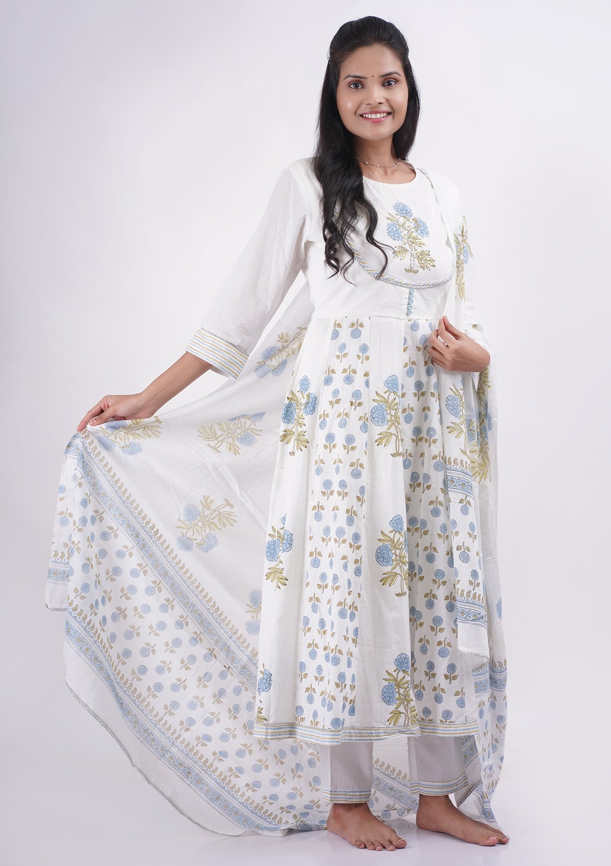 White and Powder Blue Coord Set