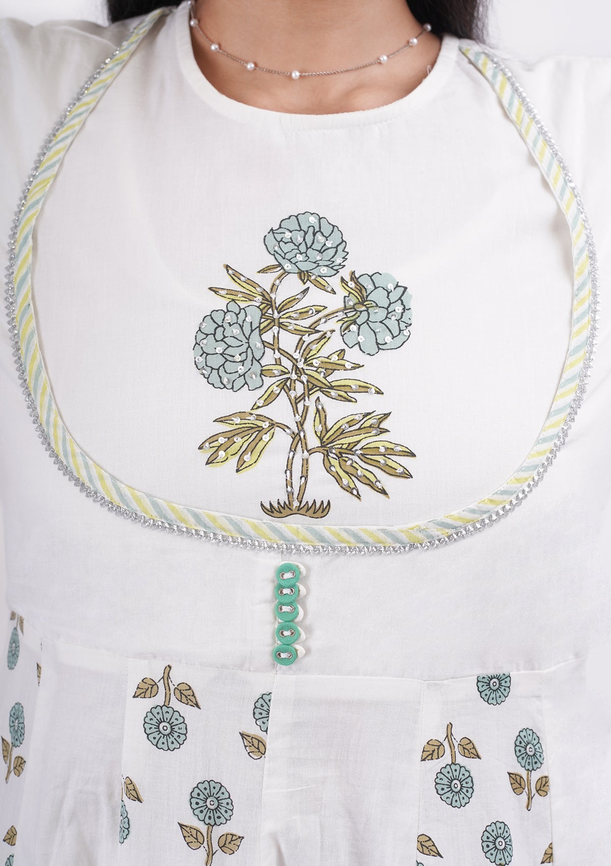 White and Mint Green Coord Set