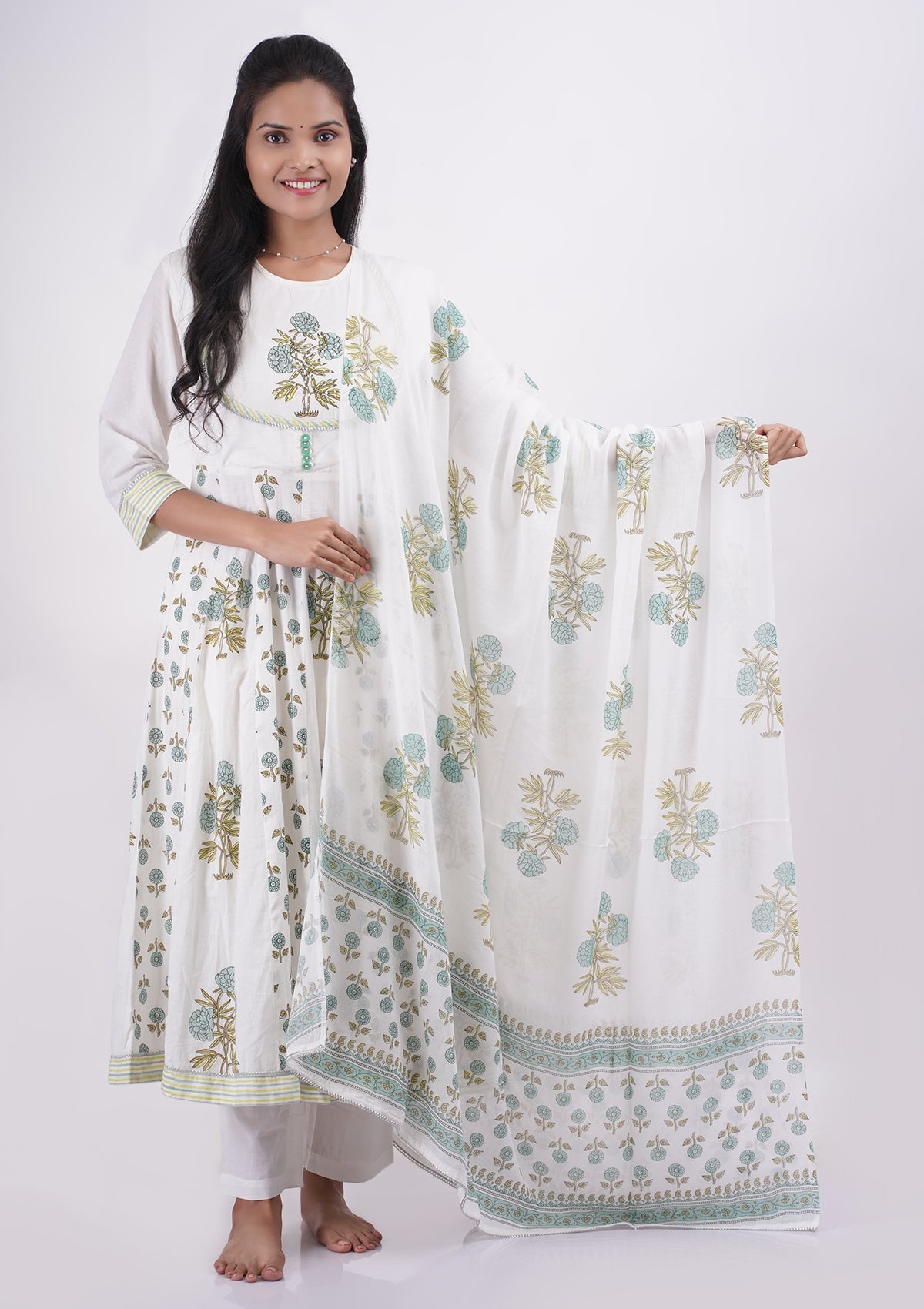 White and Mint Green Coord Set