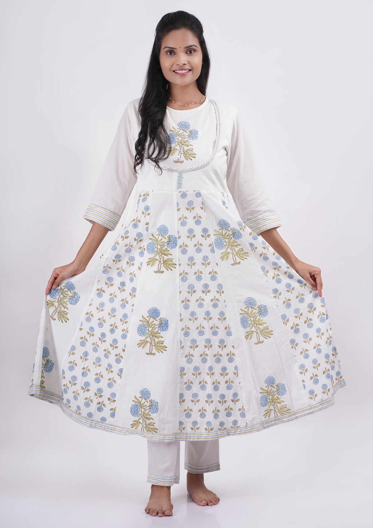 White and Powder Blue Coord Set