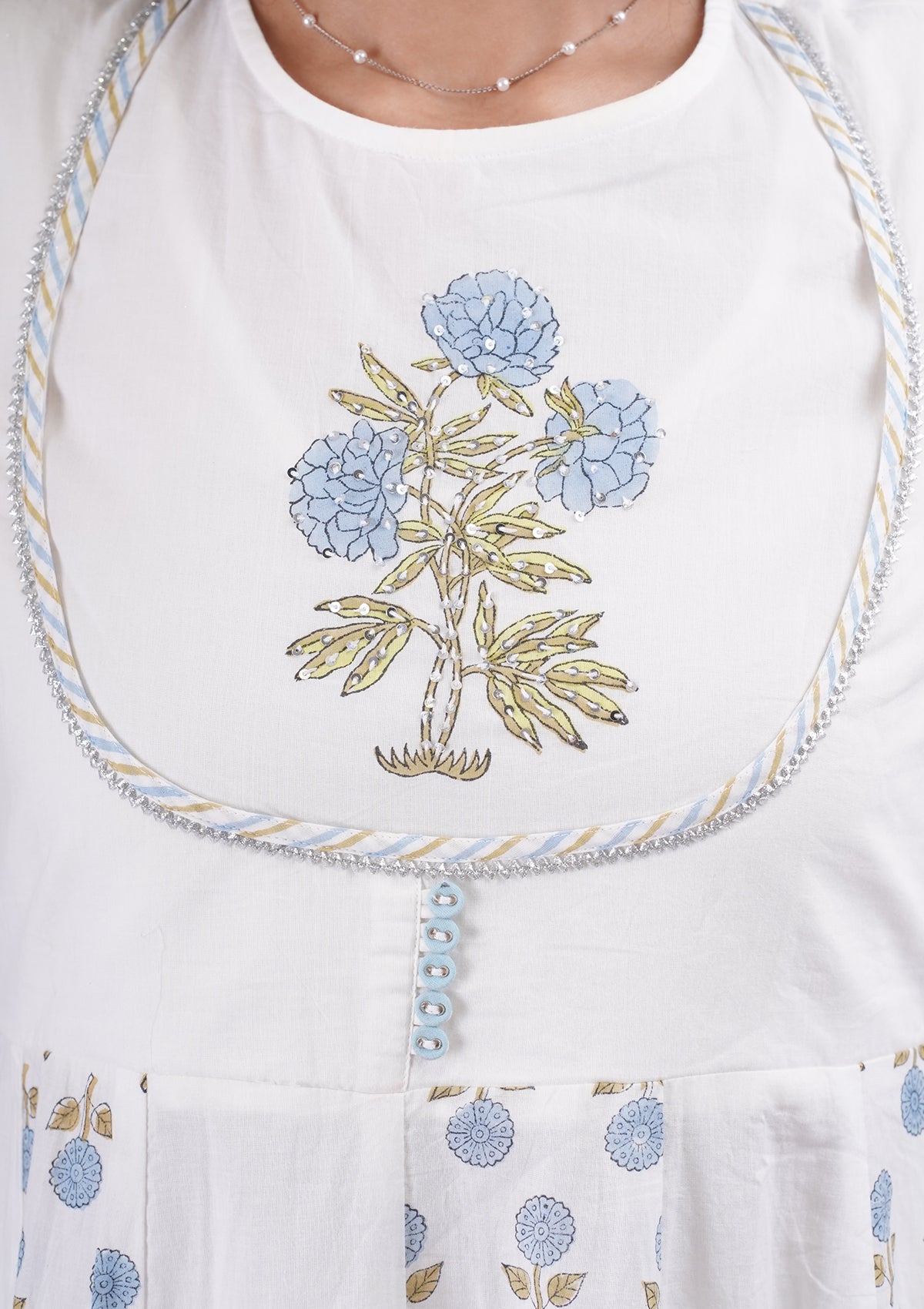 White and Powder Blue Coord Set