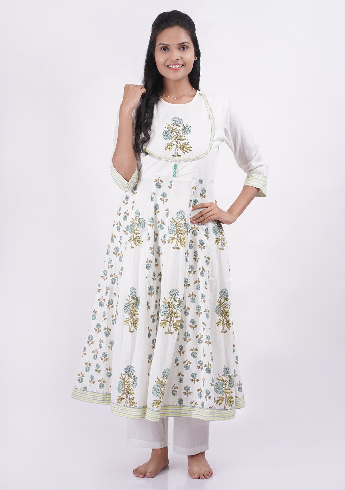 White and Mint Green Coord Set