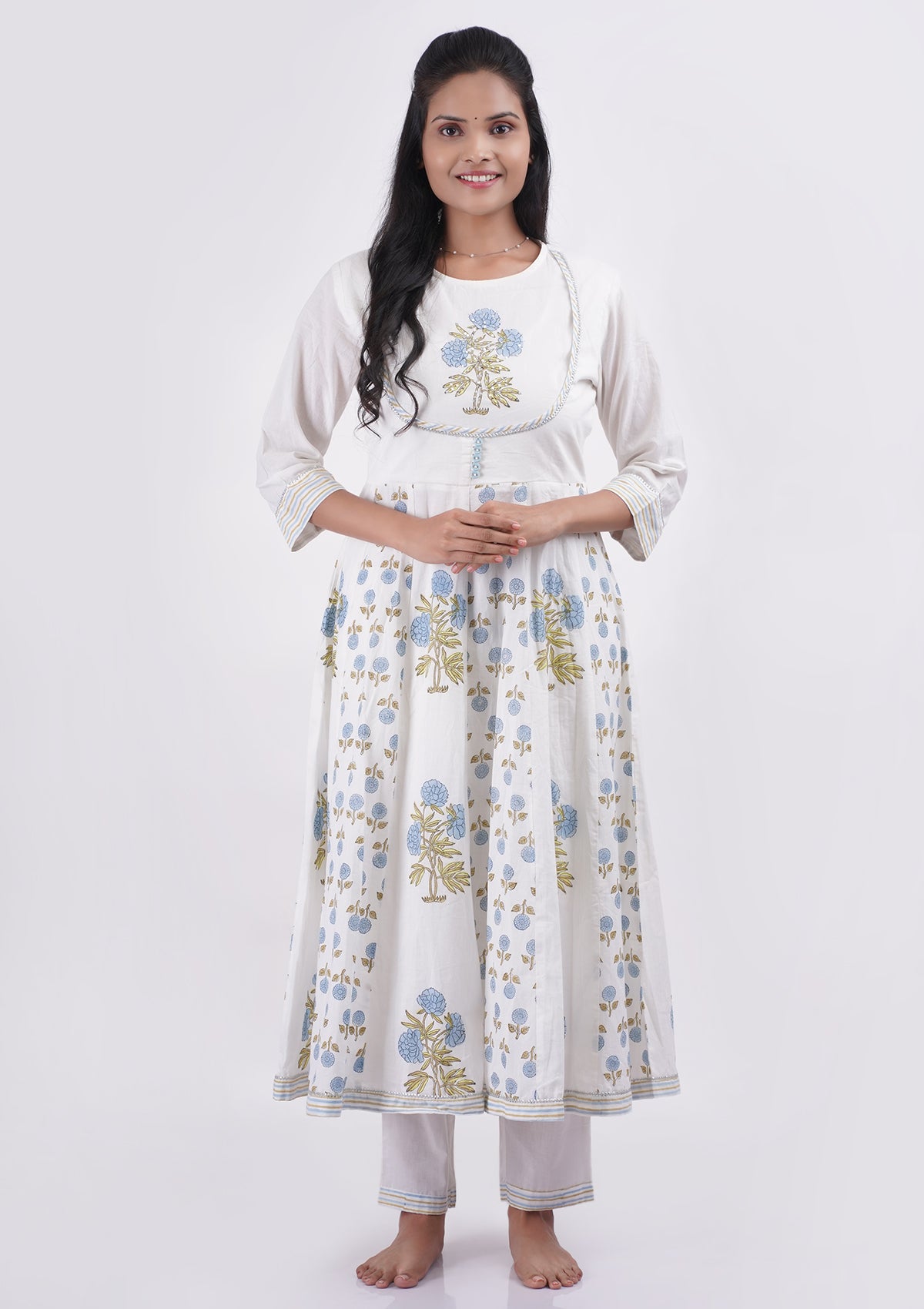 White and Powder Blue Coord Set