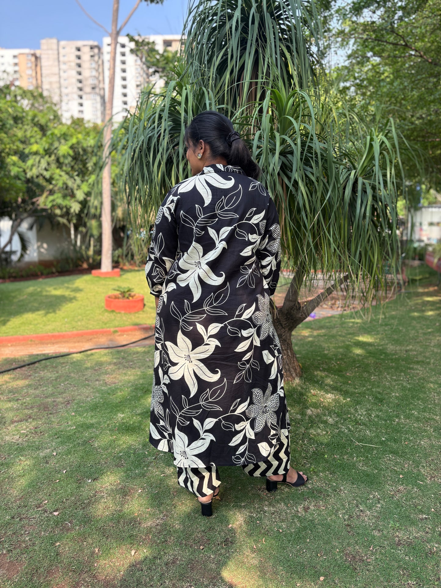 Charcoal Petals Cord Set