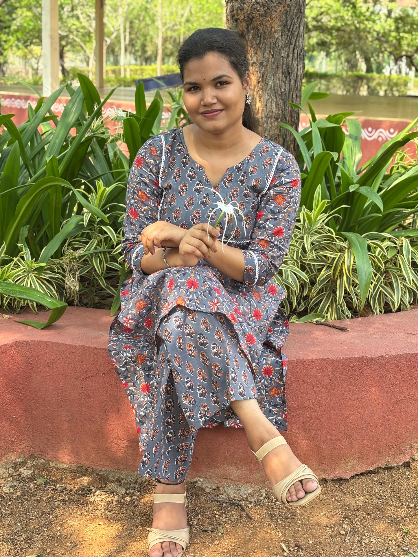 Grey Floral Cord set