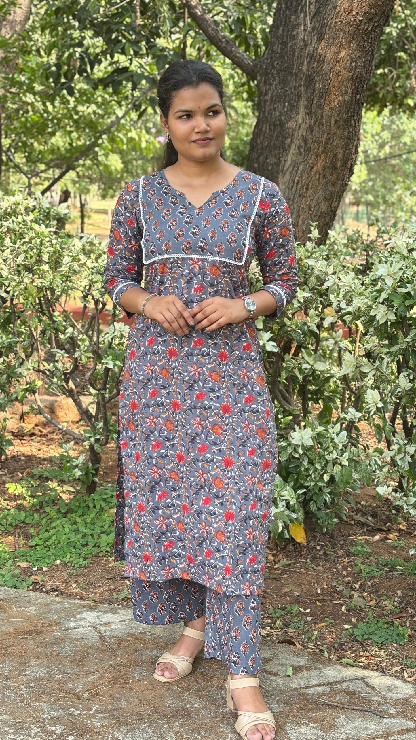 Grey Floral Cord set