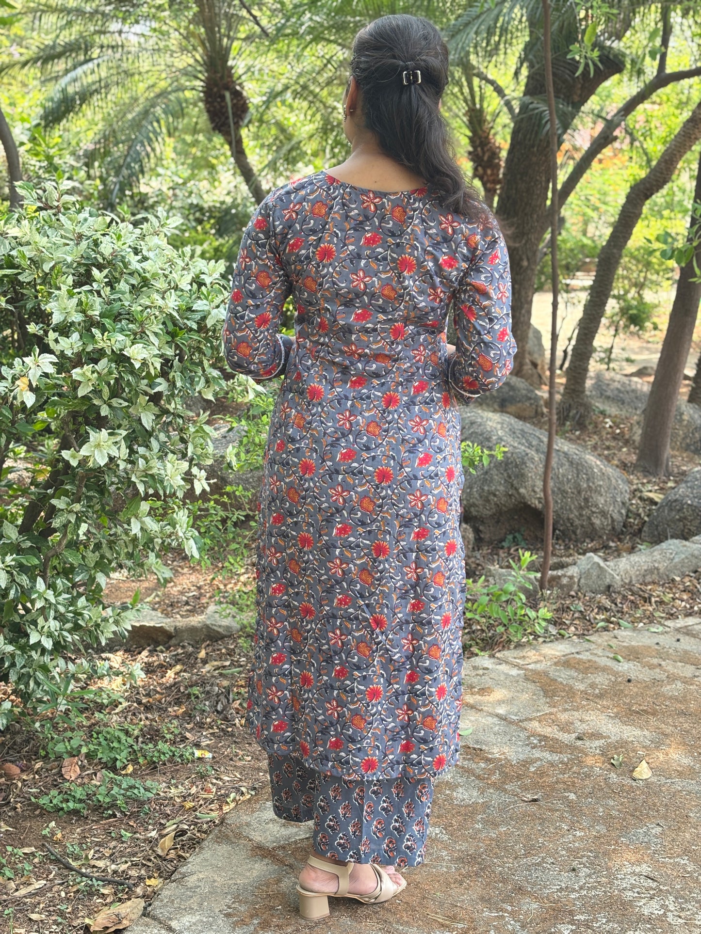 Grey Floral Cord set
