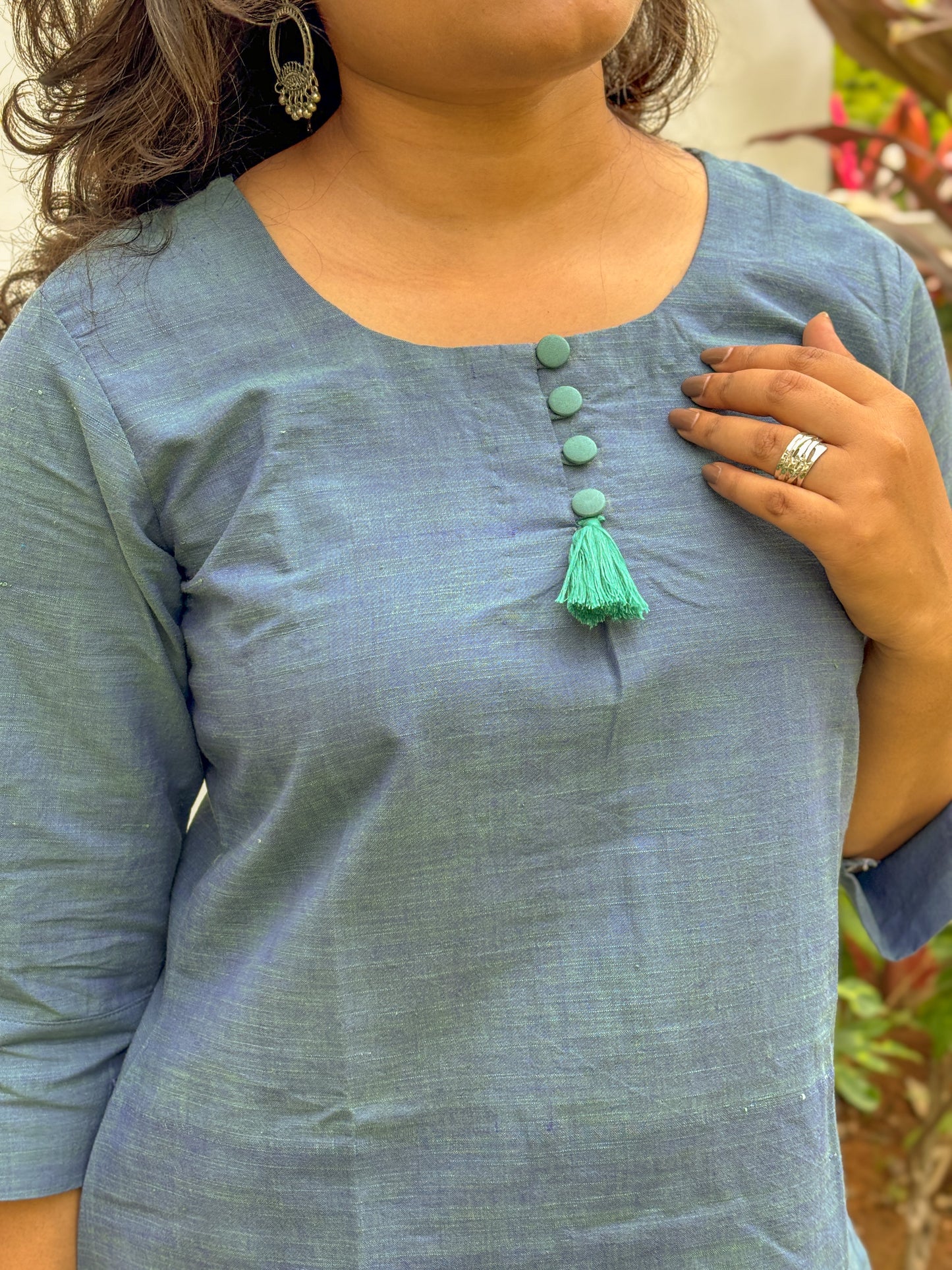 Teal Trim Short Kurti