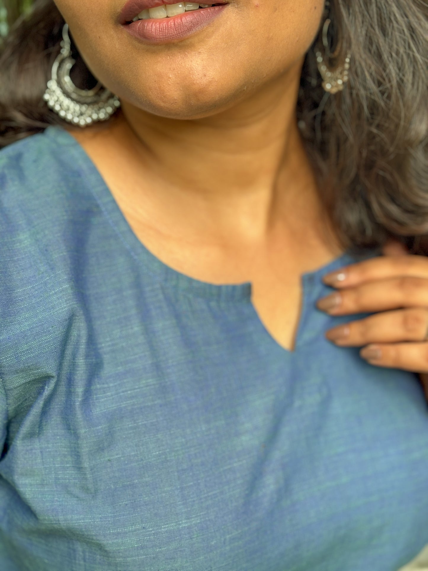 Teal Trim Short Kurti