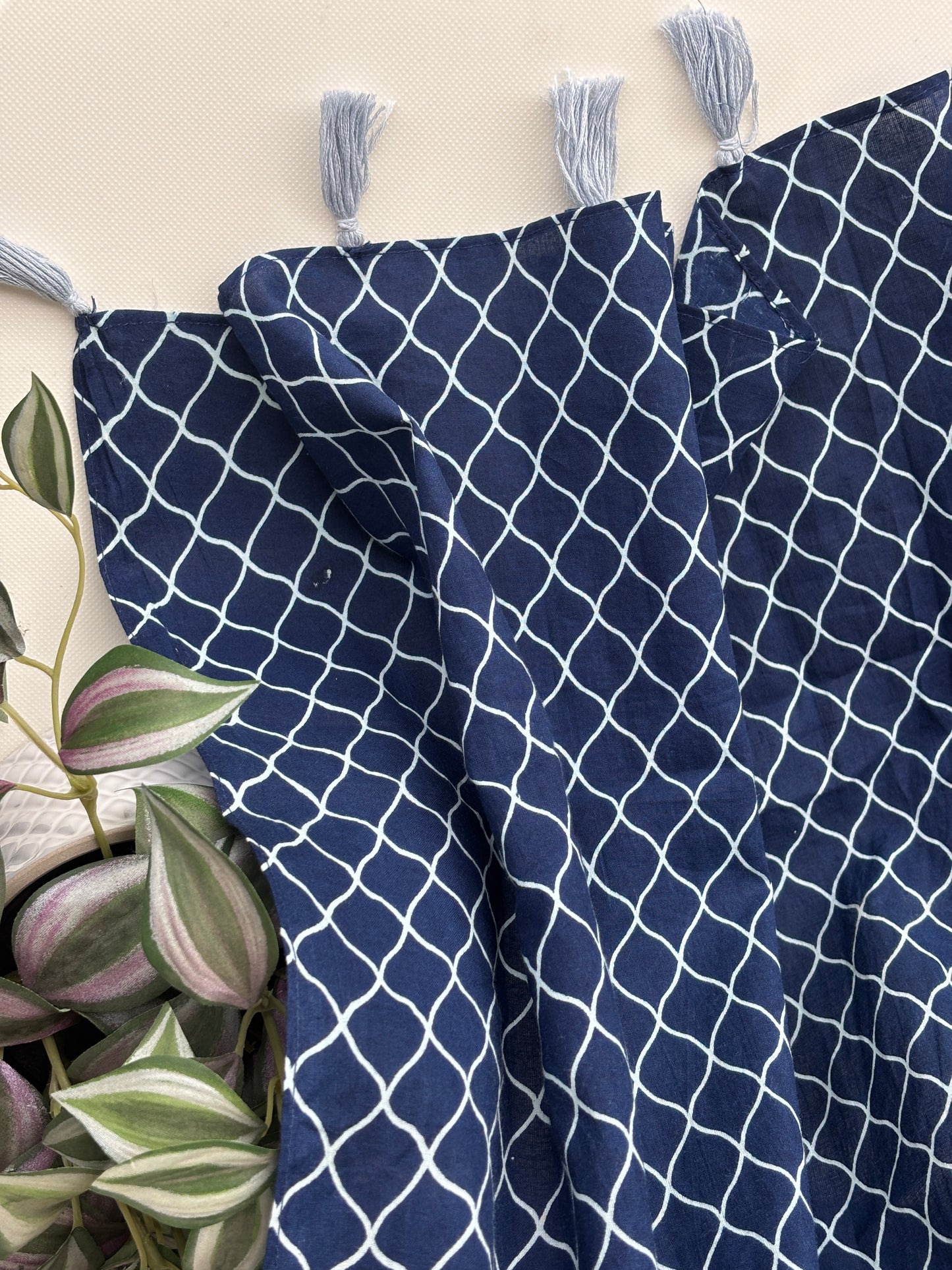 Indigo Lattice cotton Scarf