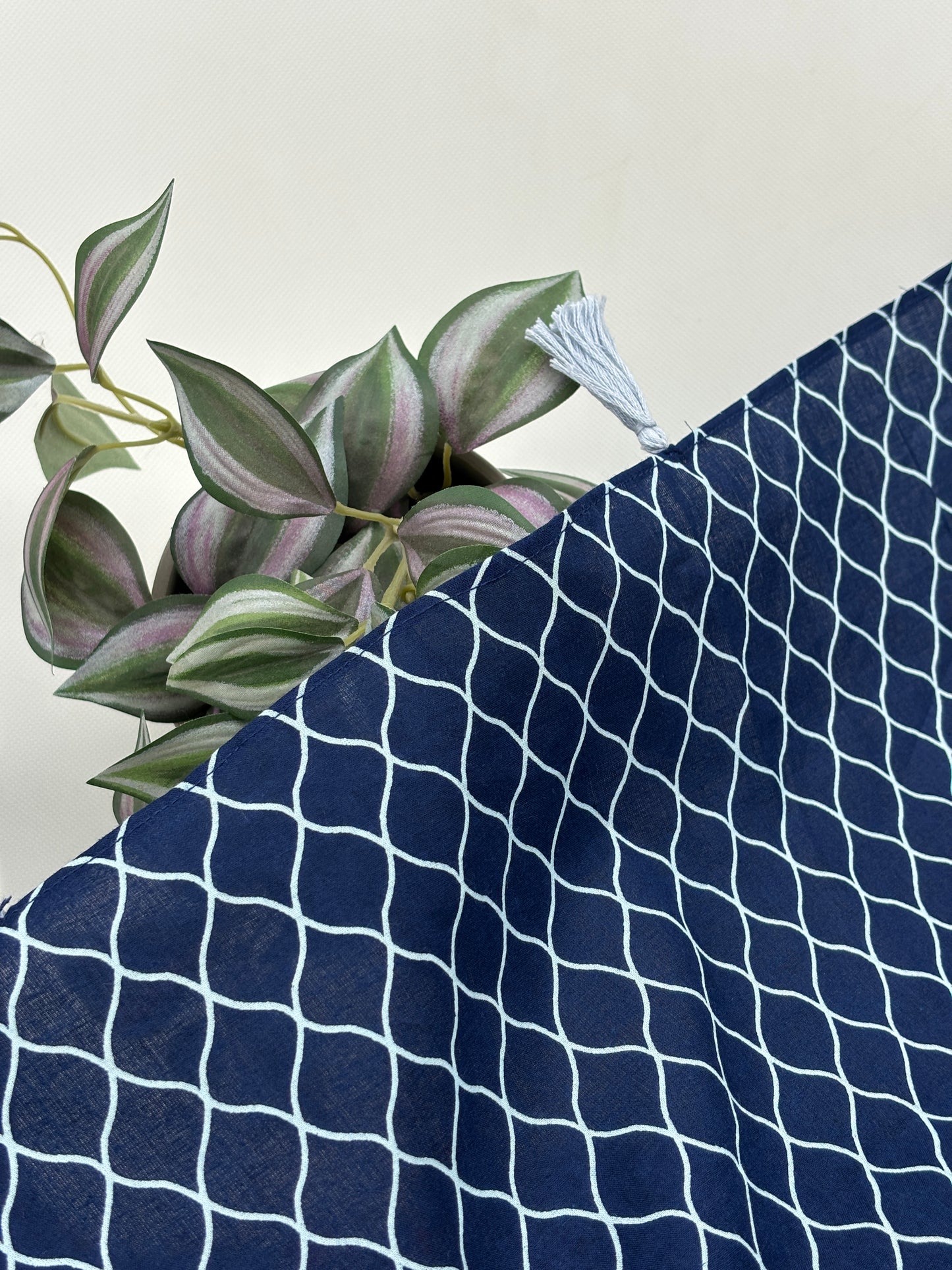 Indigo Lattice cotton Scarf