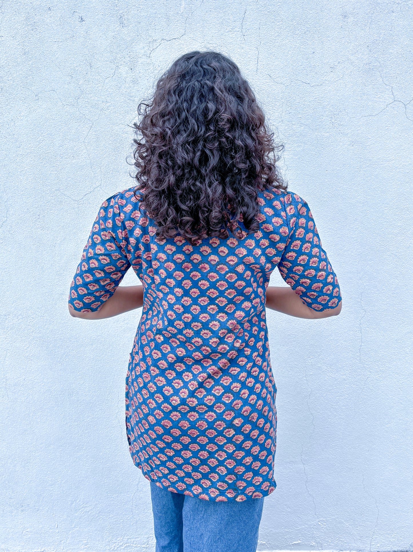 Vintage Bloom Cotton Short Kurti