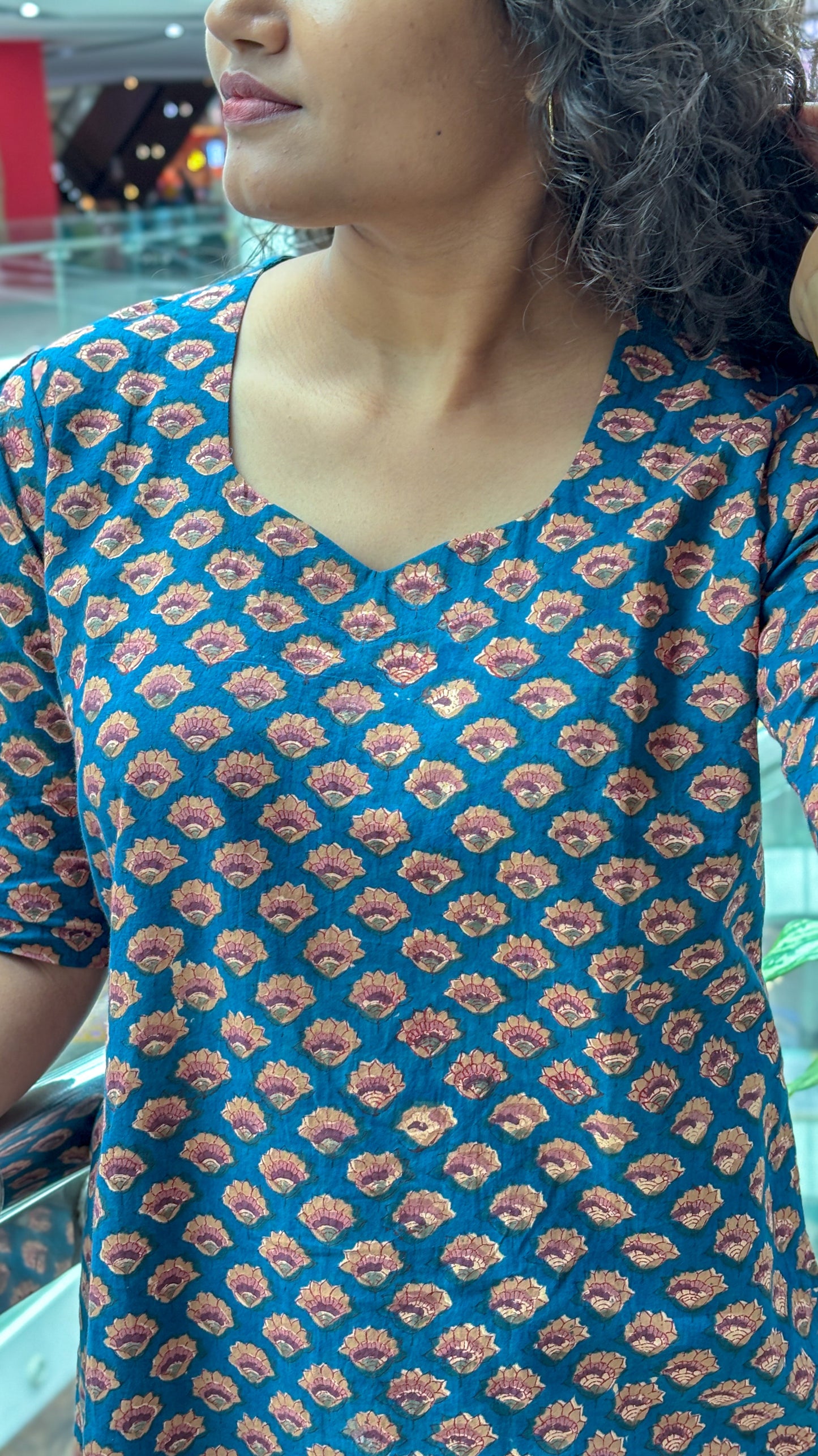 Vintage Bloom Cotton Short Kurti