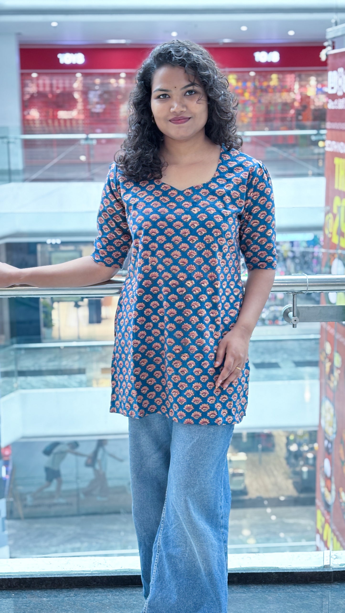 Vintage Bloom Cotton Short Kurti