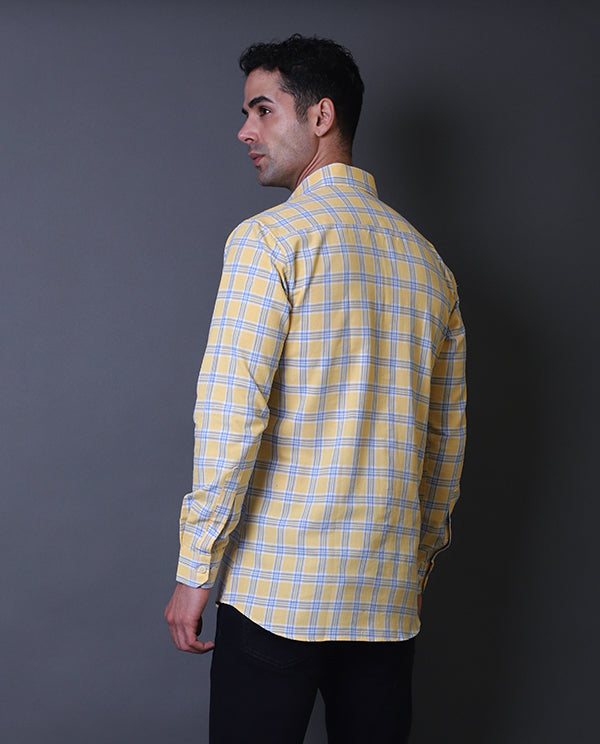 Yellow Checks Formal Shirt