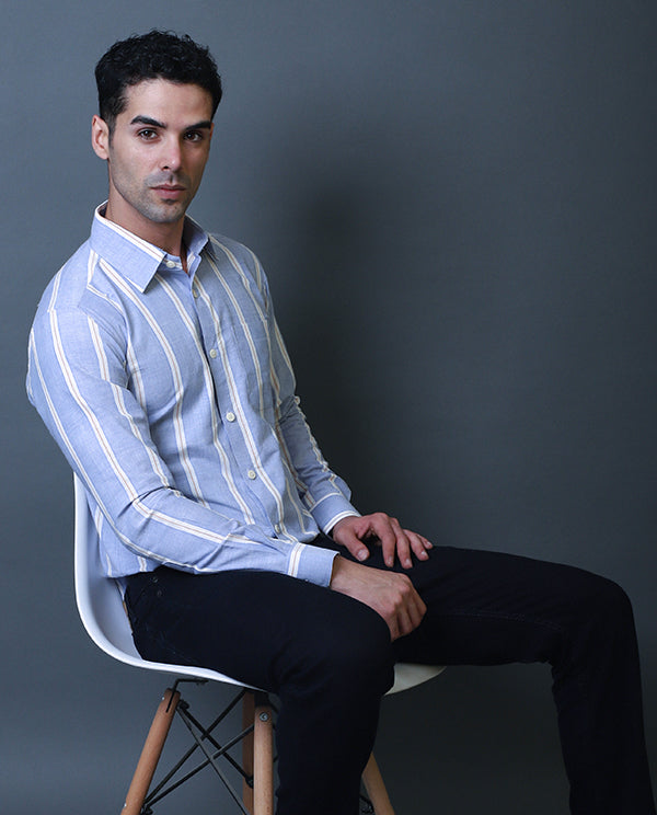 Light Blue Striped Formal Shirt