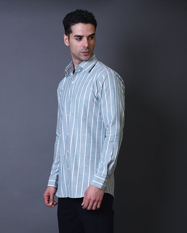 Light Green Striped Formal Shirt