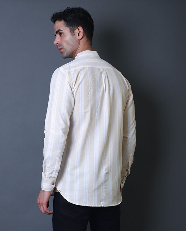 Cream Mandarin Collar Shirt