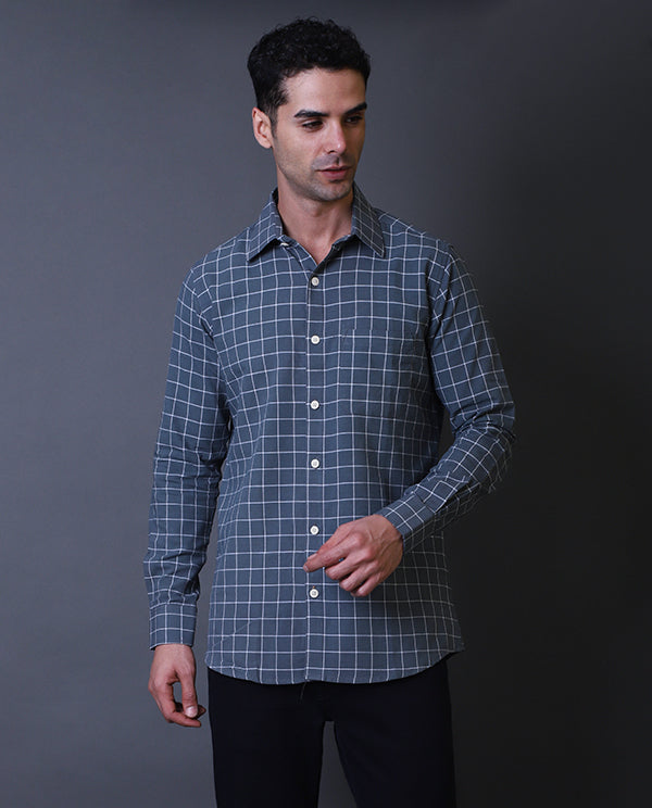 Grey Checks Formal Shirt