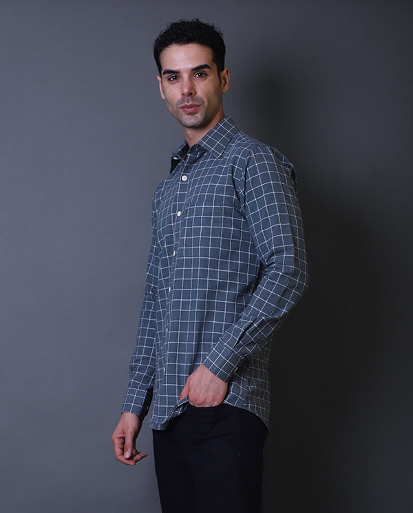 Grey Checks Formal Shirt