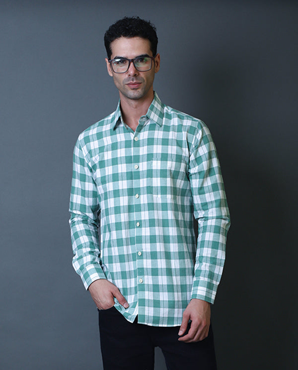 Mint Green Checks Formal Shirt