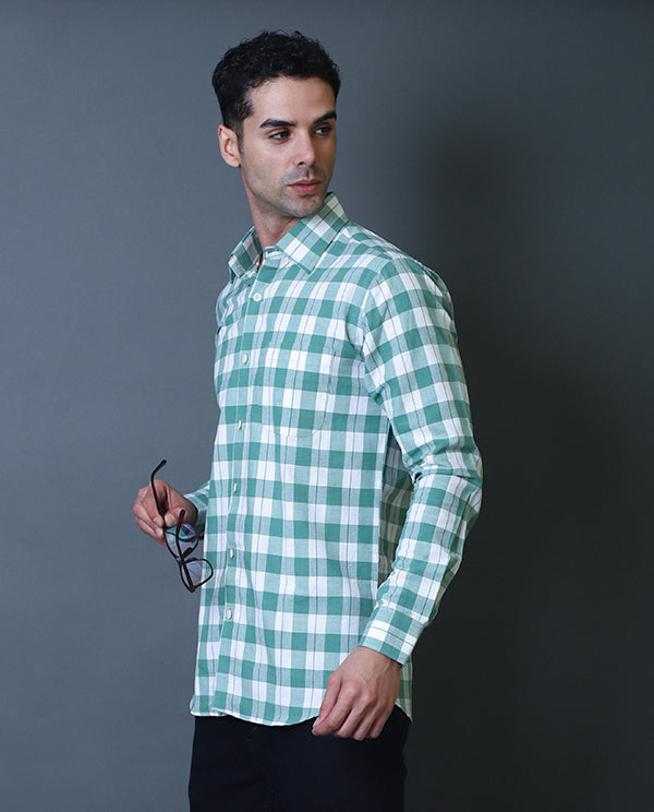 Mint Green Checks Formal Shirt