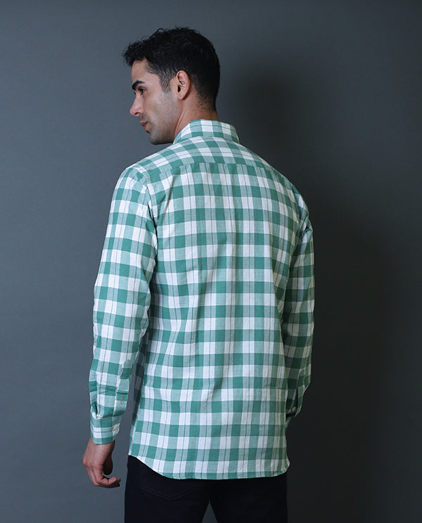 Mint Green Checks Formal Shirt