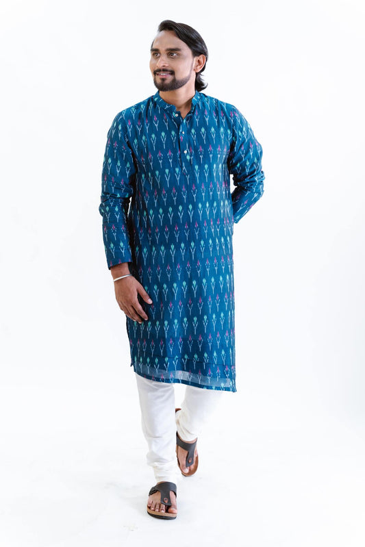 Navy Blue Ikat Kurta