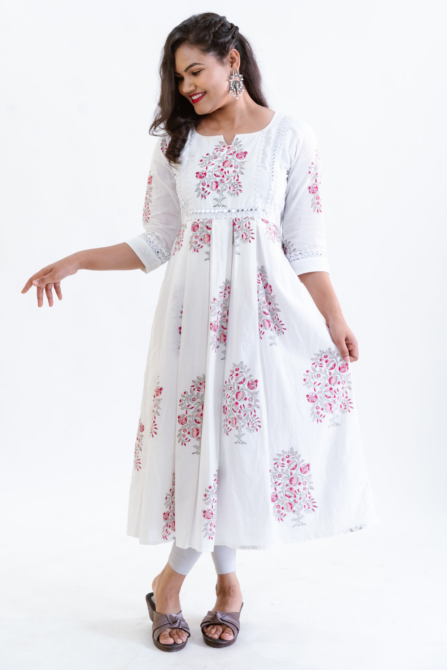 White Floral Embroidered Dress