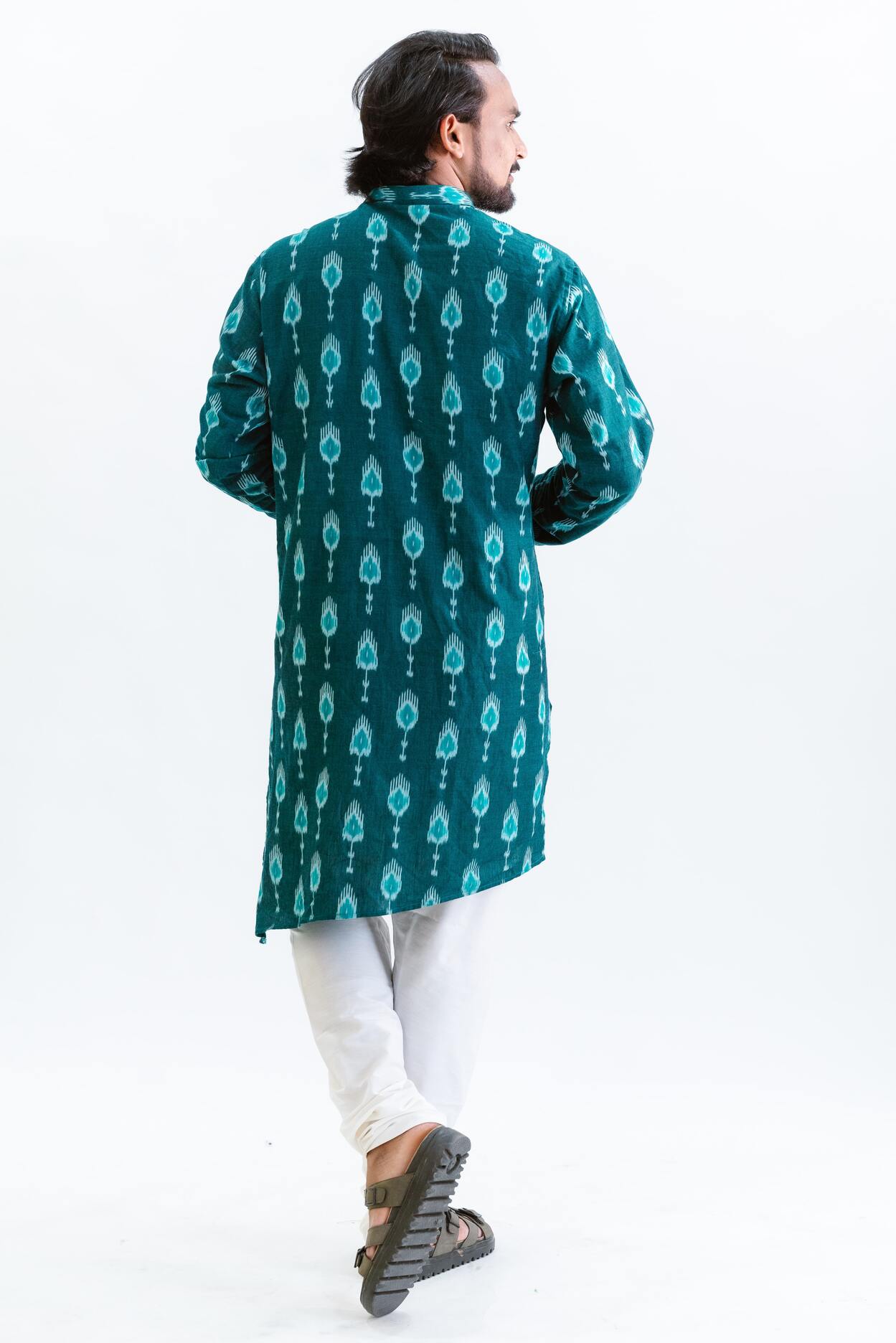 Teal Blue Ikat Kurta