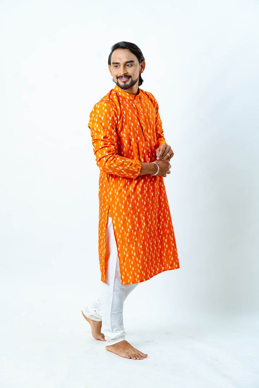 Orange Ikat Kurta