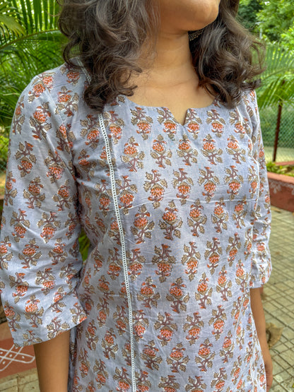 Rust Petal Printed Short Kurti