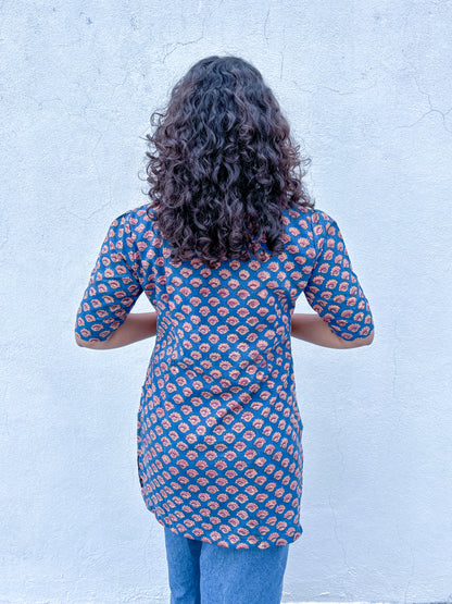 Vintage Bloom Cotton Short Kurti